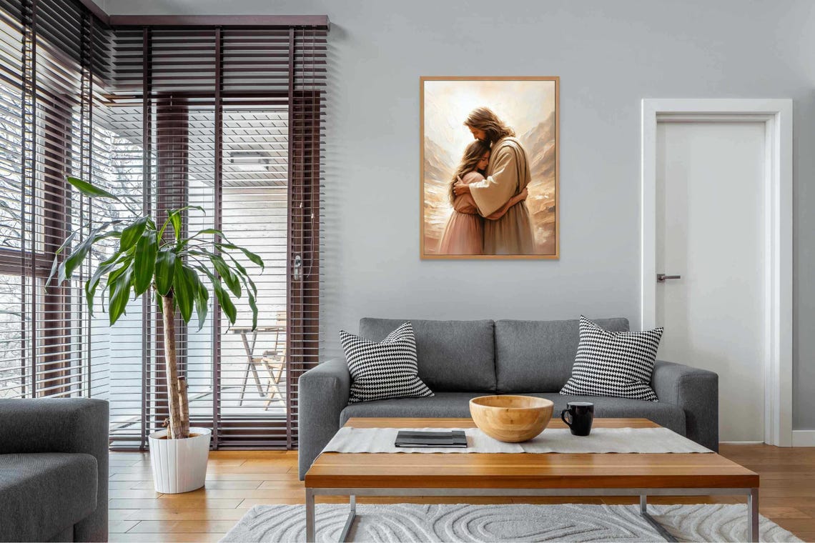 Hug Of Love Christian Wall Art Jesus Hugging Woman Jesus Prints Lds Art Bible Art Christian Art Picture Of Christ Jesus Art - Image 2
