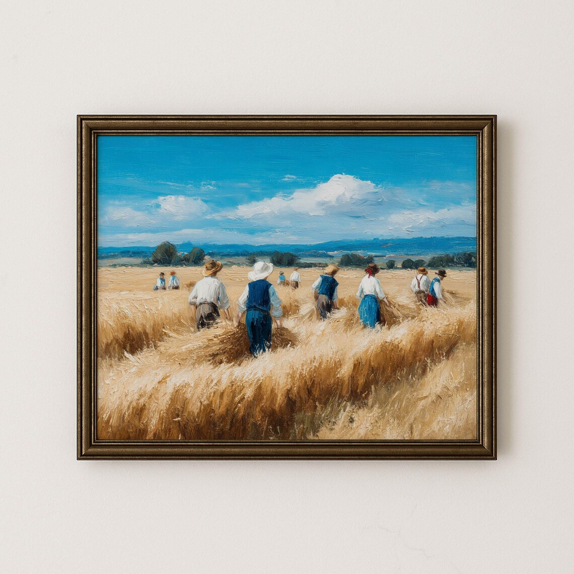 Golden Wheat Field Harvest Painting Rustic Farmhouse Wall Poster