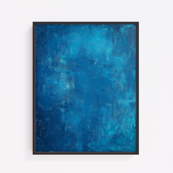 Blue Abstract Wall Art Textured Deep Painting Modern Print Earthy Tones Minimalist Home Decor Contemporary 18