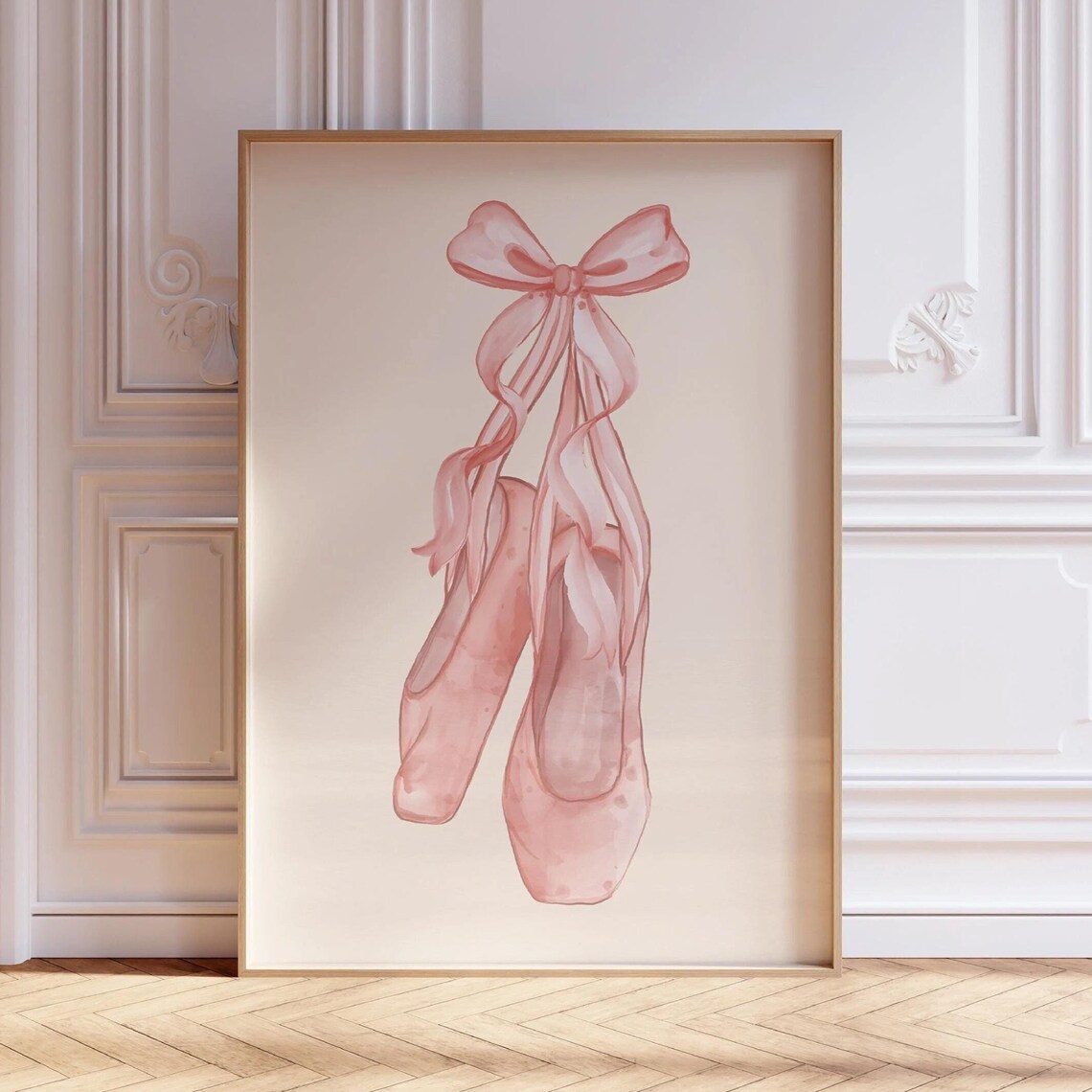 Ribbon With Ballet Shoes Watercolor Art Print - Image 2