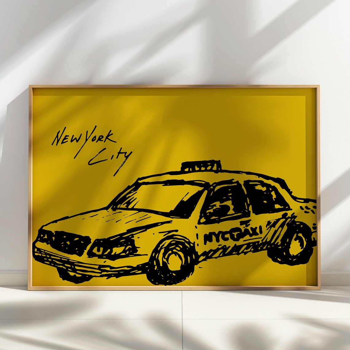 Ew York City Taxi Art Print Bold Yellow Nyc Taxi Wall Decor Modern Urban Art For Living Room Office Or Loft New York Gift