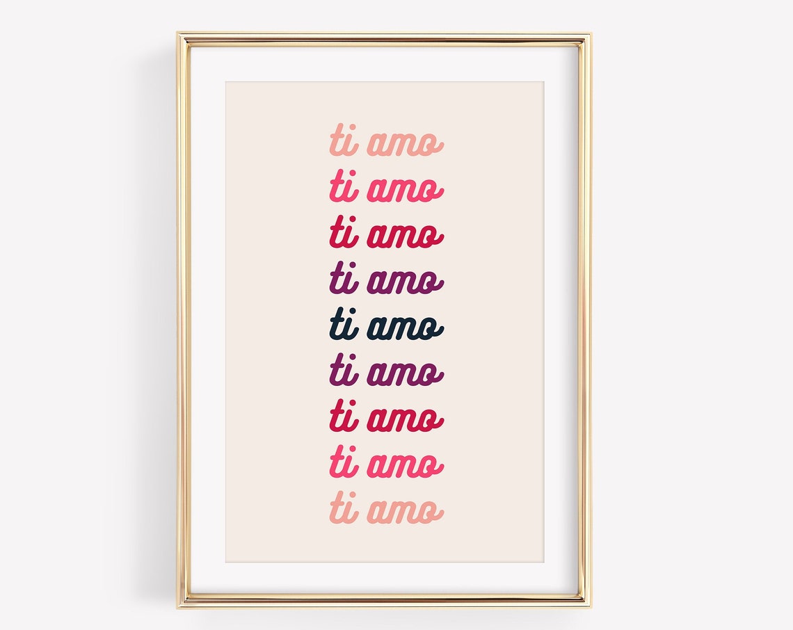 Ti Amo Italian Valentine Art Print, Pink Love Decor