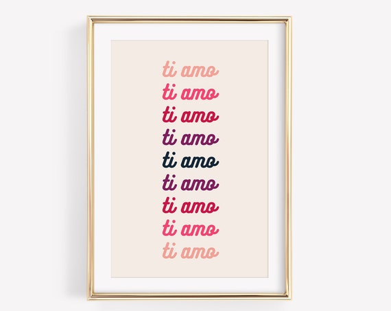 Ti Amo Italian Valentine Art Print, Pink Love Decor