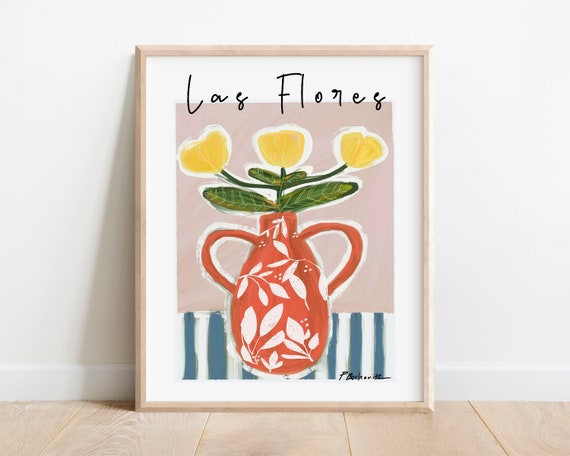 Las Flores Floral Art Print, Modern Botanical Decor