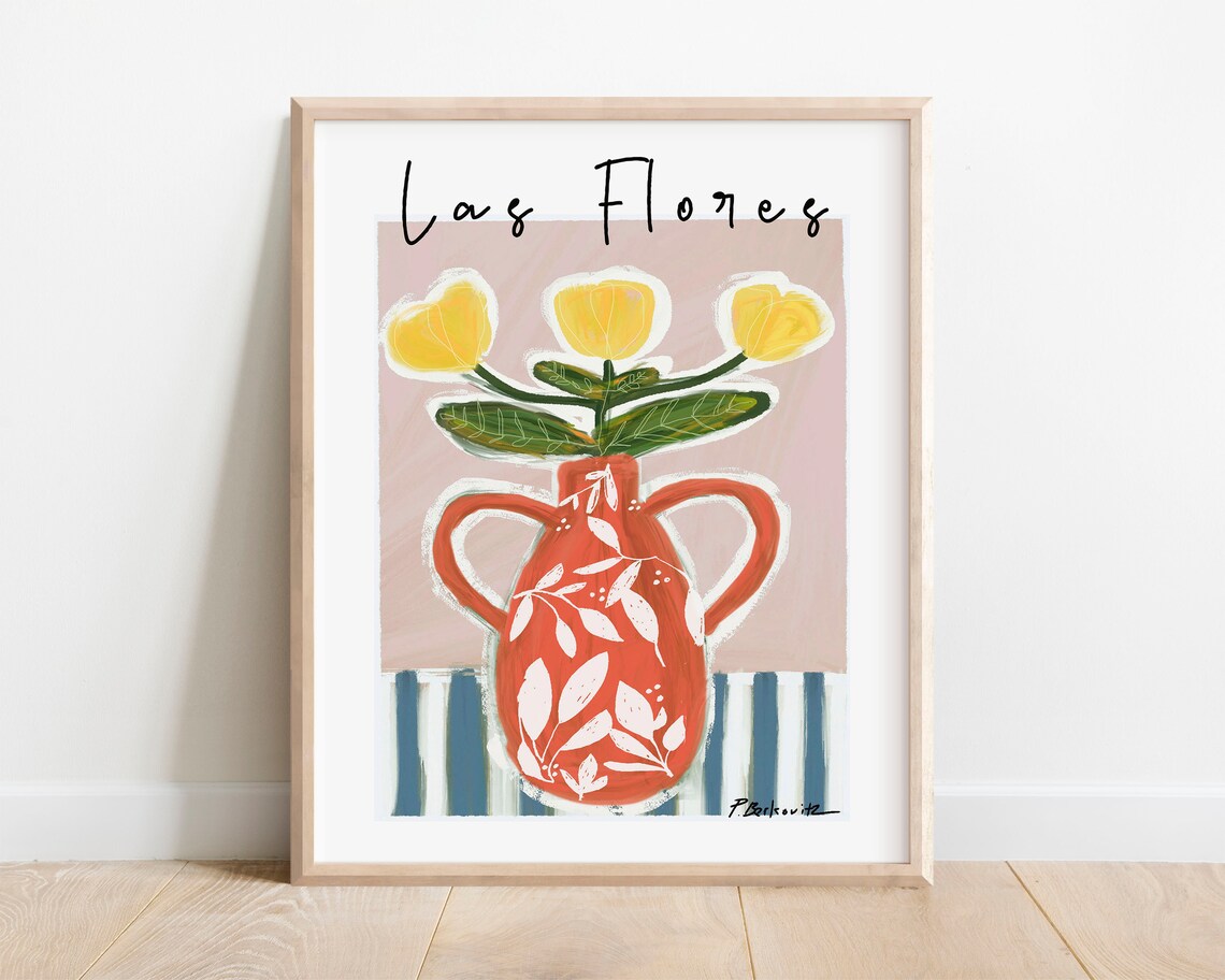 Las Flores Floral Art Print, Modern Botanical Decor