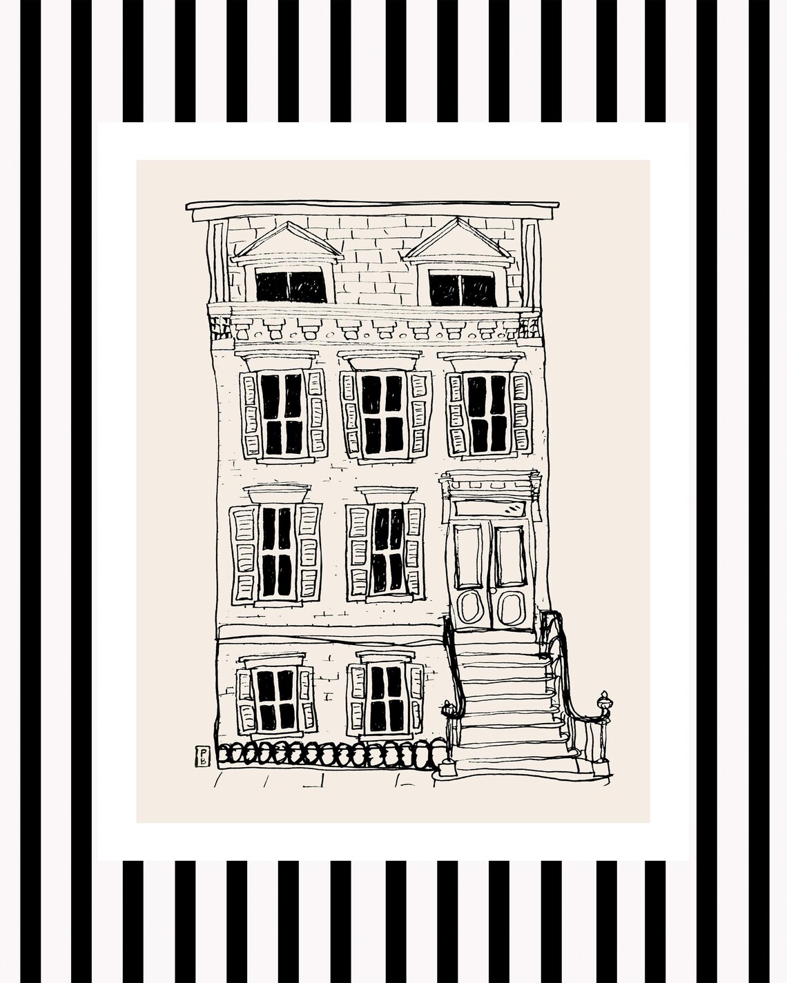 Brownstone Minimalist Art Print, Brooklyn New York - Image 2