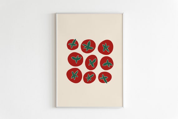 Tomato Art Print Food Art Vegetable Poster Tomato Poster Kitchen Wall Art Food Illustration Vegetable Print