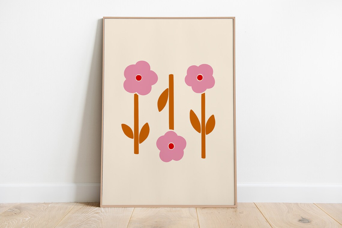 Abstract Flowers Botanical Art Print, Flower Market
