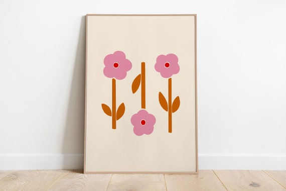 Abstract Flowers Botanical Art Print, Flower Market