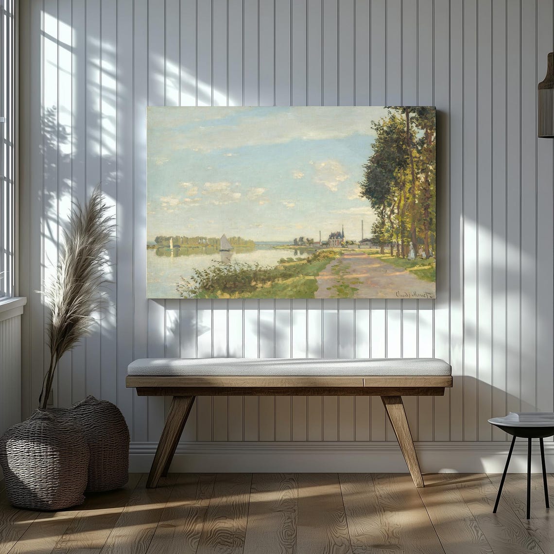 Monet Print Argenteuil Riverside View Large Poster Exhibition Sage Green Wall Art River Painting Monet Wall Art - Image 2