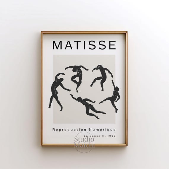 Matisse Dance Ii Inspired Poster Minimalist Wall Art Black And White Art Modern Abstract Print Mid Century Modern Decor