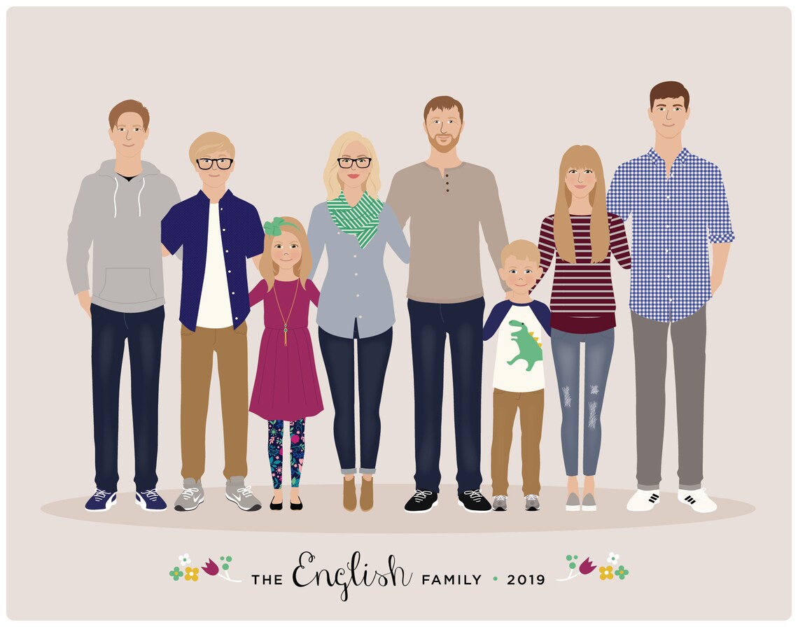 Custom Family Portrait, Hand Drawn People - Image 4