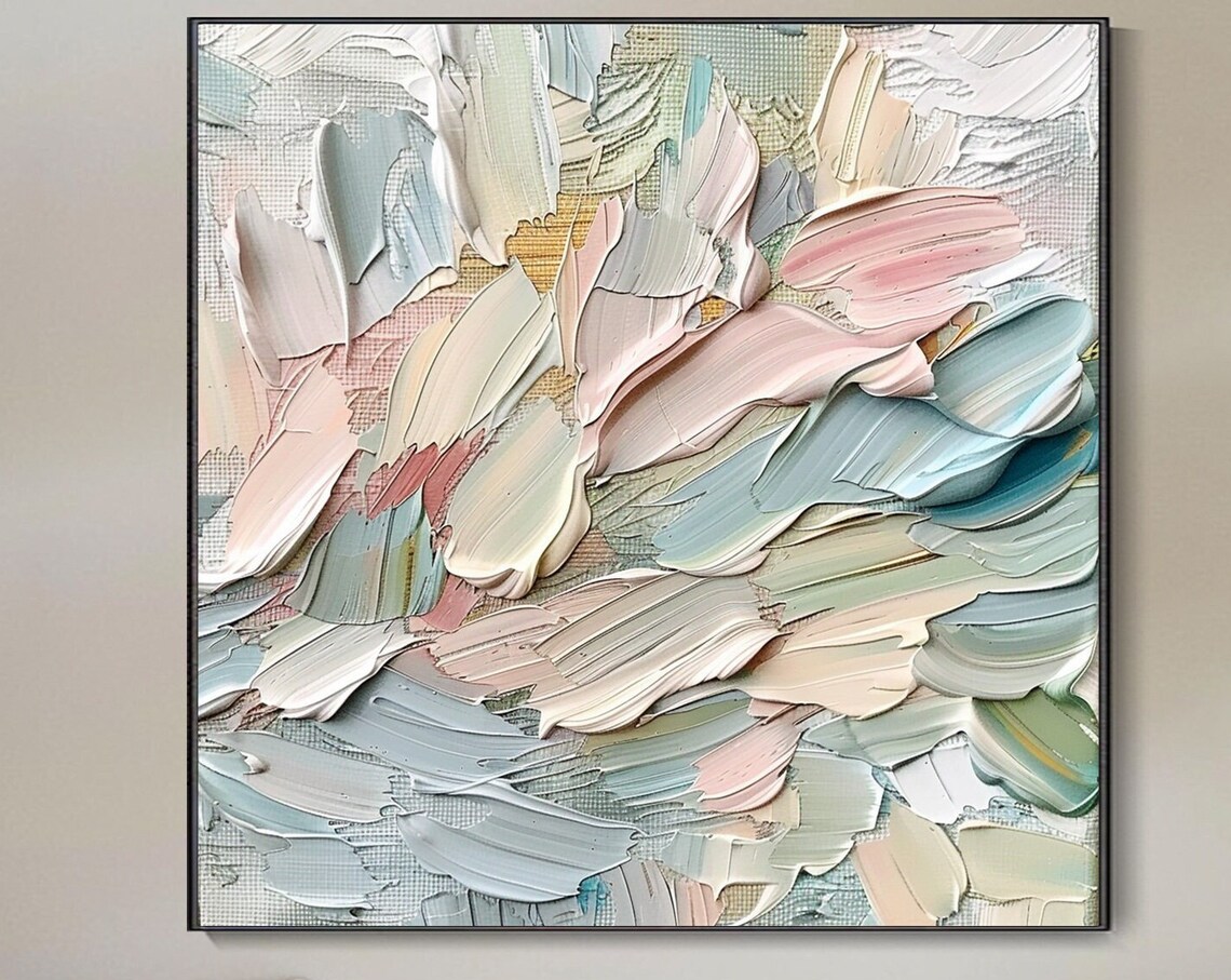 Abstract Feather Stroke Art Print, Pastel Palette