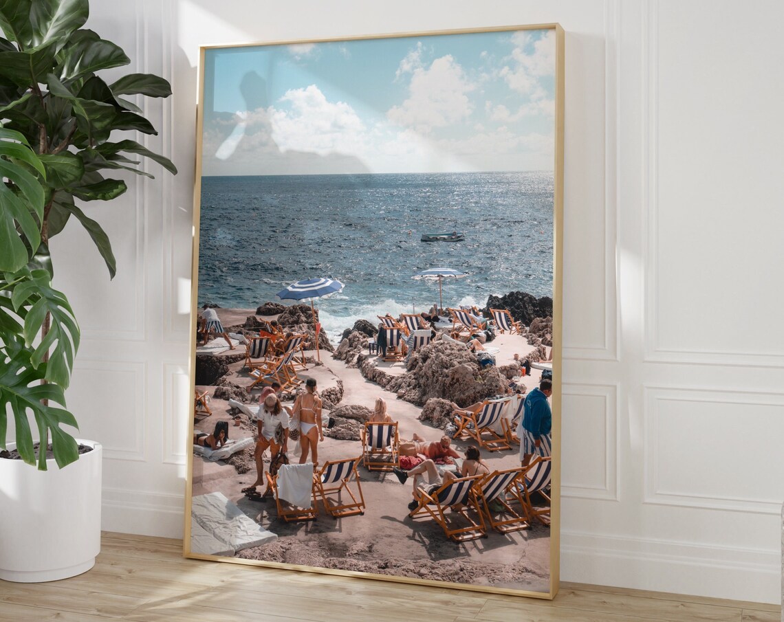 Sunny Rocky Beach Coastline Vintage Summer Vacation Photo Poster - Image 3