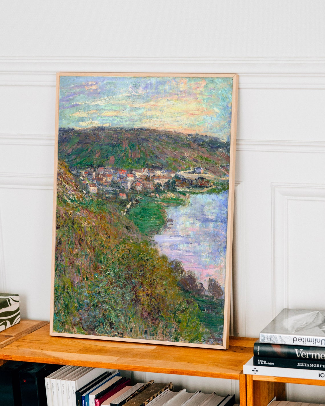 Monet View of Vetheuil Impressionist Poster with River Village Scene - Image 3