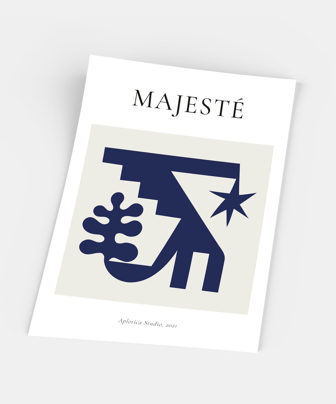 Majesté Navy Blue Abstract Geometric Star Art Exhibition Poster - Image 3