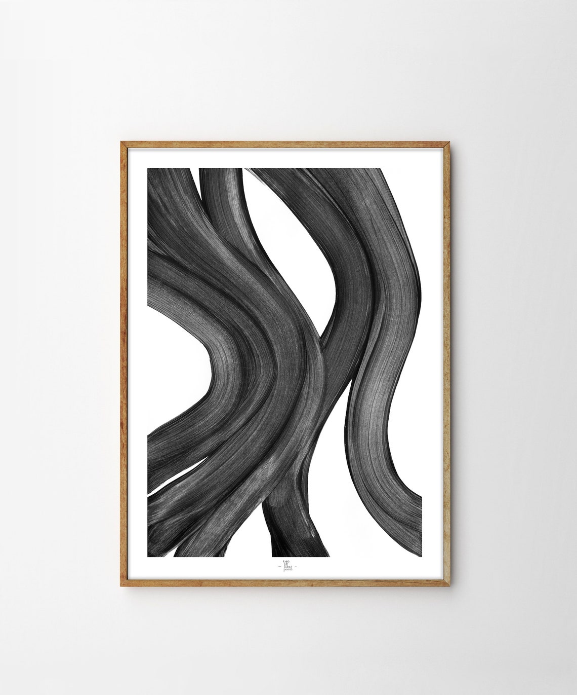 Black Flowing Brushstroke Waves Monochrome Minimalist Art Poster - Image 4