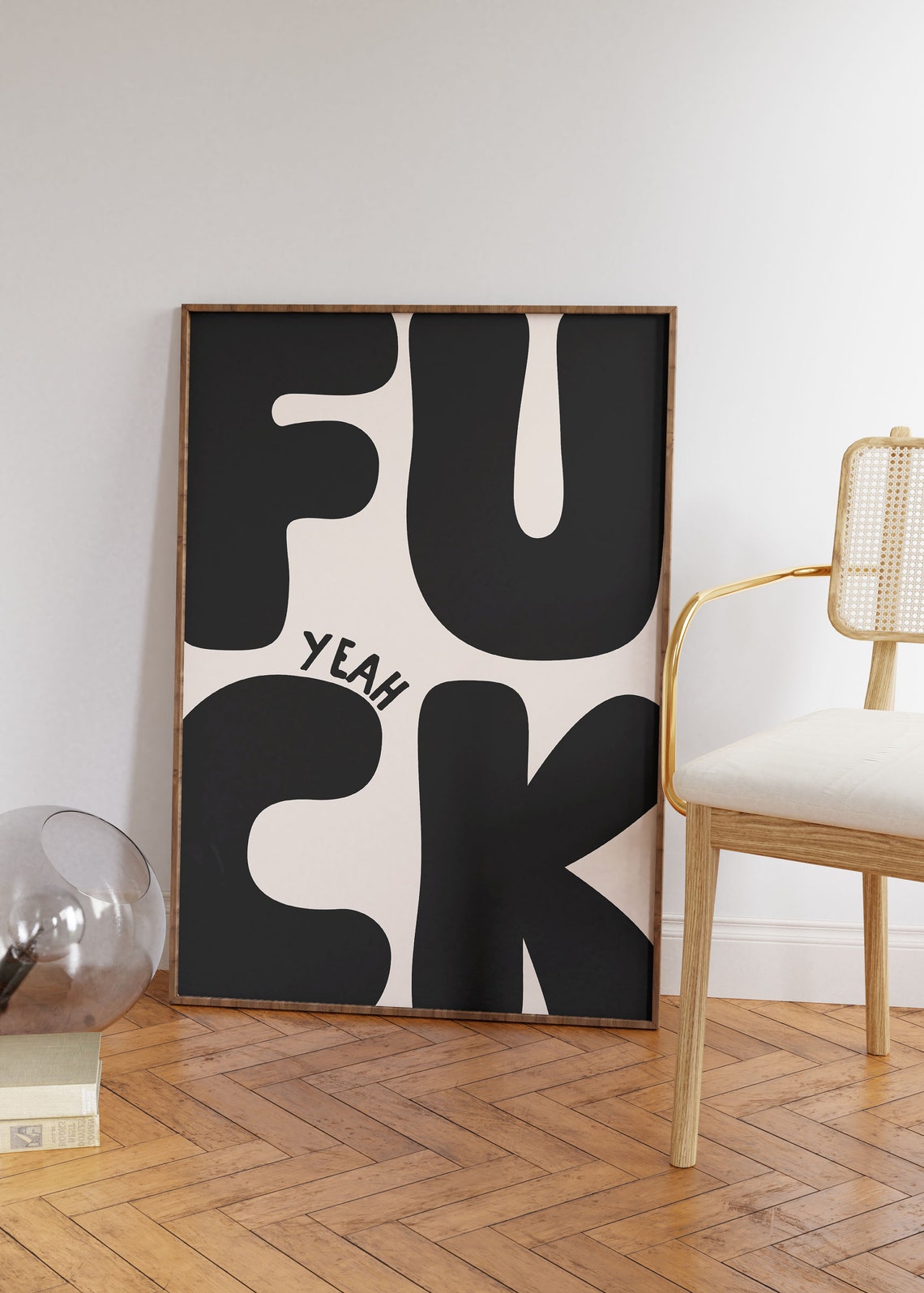 Fuck Yeah Art Print Funny Neutral And Black Sweary Poster Retro Trendy Apartment Wall Art Aesthetic Living Room Decor Sweary Print Gifts