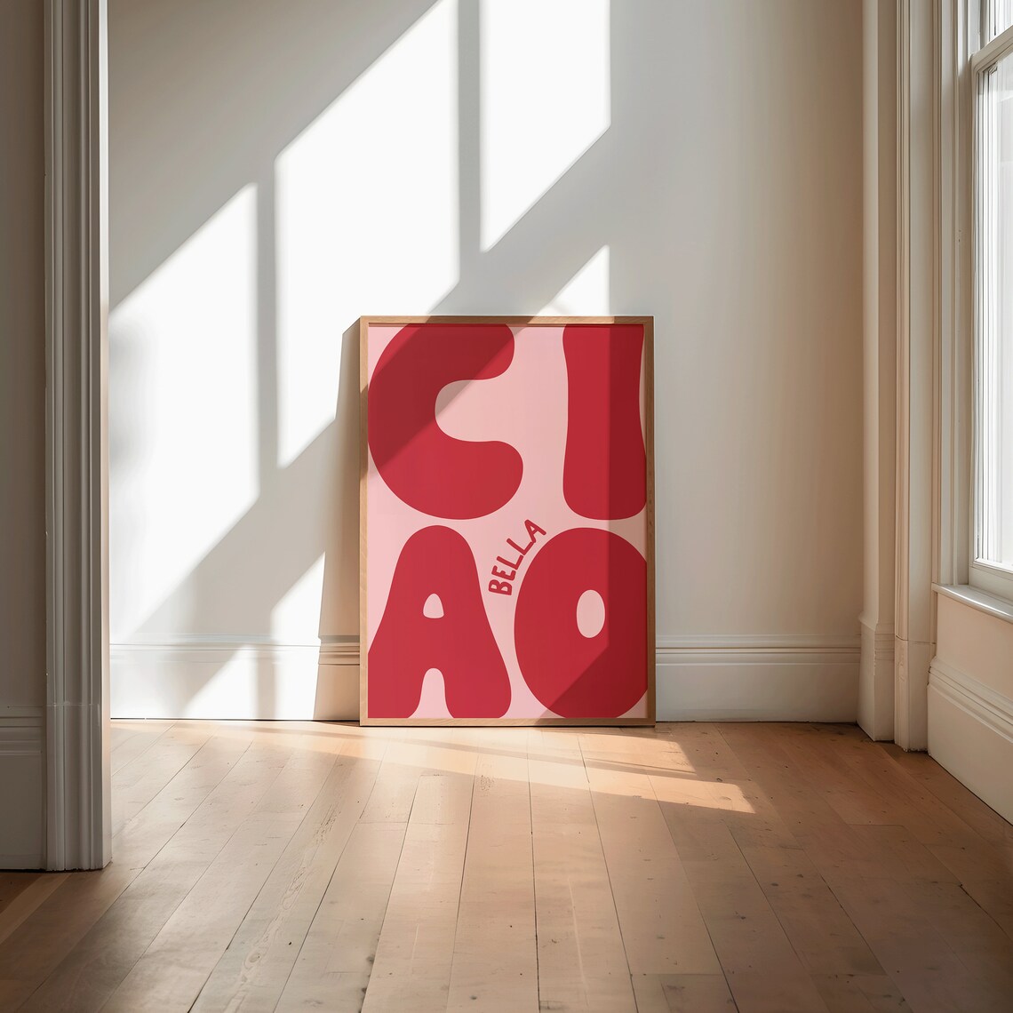 Ciao Bella Typography Poster, Preppy Home Decor