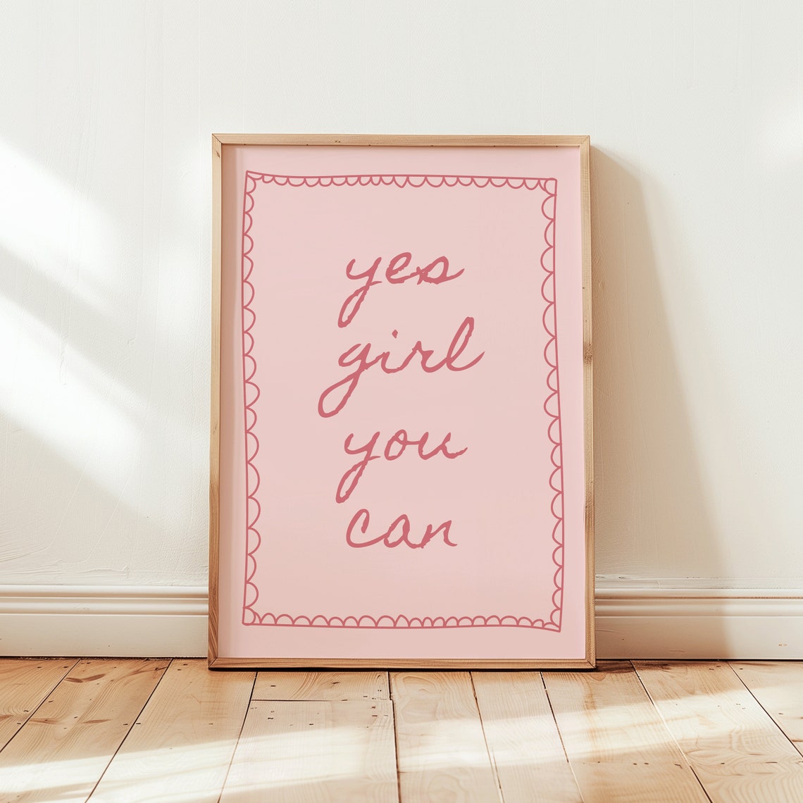 Yes Girl You Can Art Print Preppy Pink Hot Girl Poster Boss Babe Baddie Wall Decor Home Office Affirmation Decor Girl Boss Coquette Art - Image 2