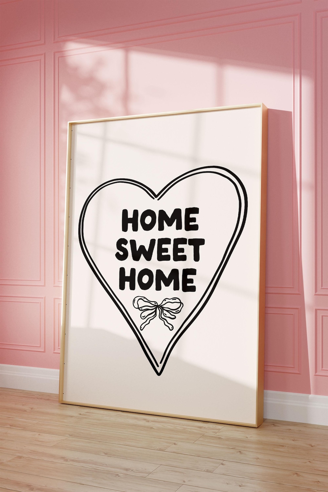 Home Sweet Home Heart and Bow Coquette Black and White Poster