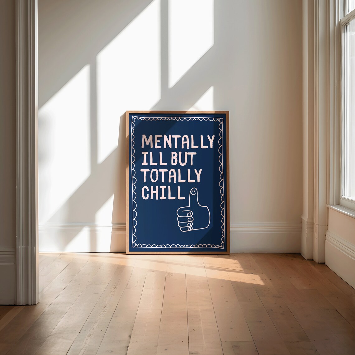 Mentally Ill But Totally Chill Retro Poster - Image 2
