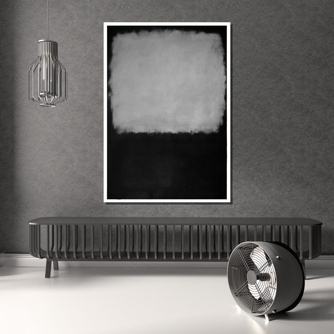 Monochrome Black Gray and White Minimalist Color Field Poster - Image 4