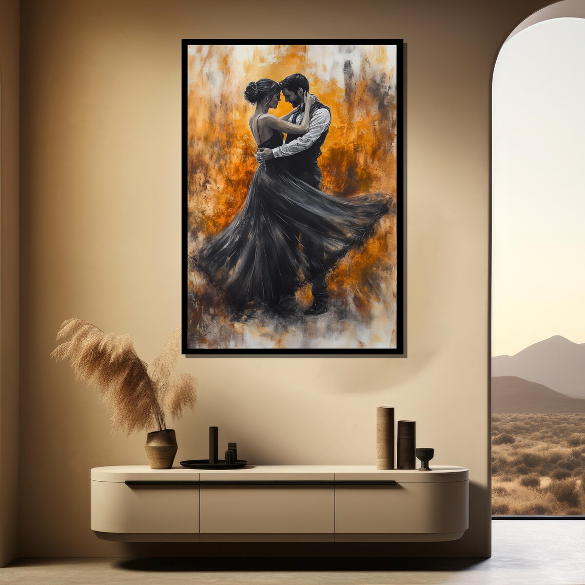 Elegant Couple Dance Black Gold Tango Romance Art Wall Poster - Image 4