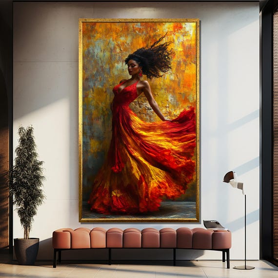 Fiery Dance Painting Bold And Elegant Wall Art Gift For Home Decoration And Dance Enthusiasts