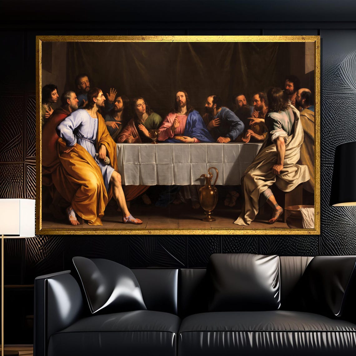 The Last Supper Jesus and Apostles Classic Dark Painting Poster
