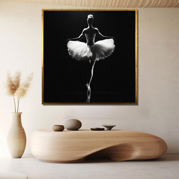 Elegant Ballerina Silhouette Painting Minimalist Wall Art Gift For Dance Lovers And Modern Home Decor