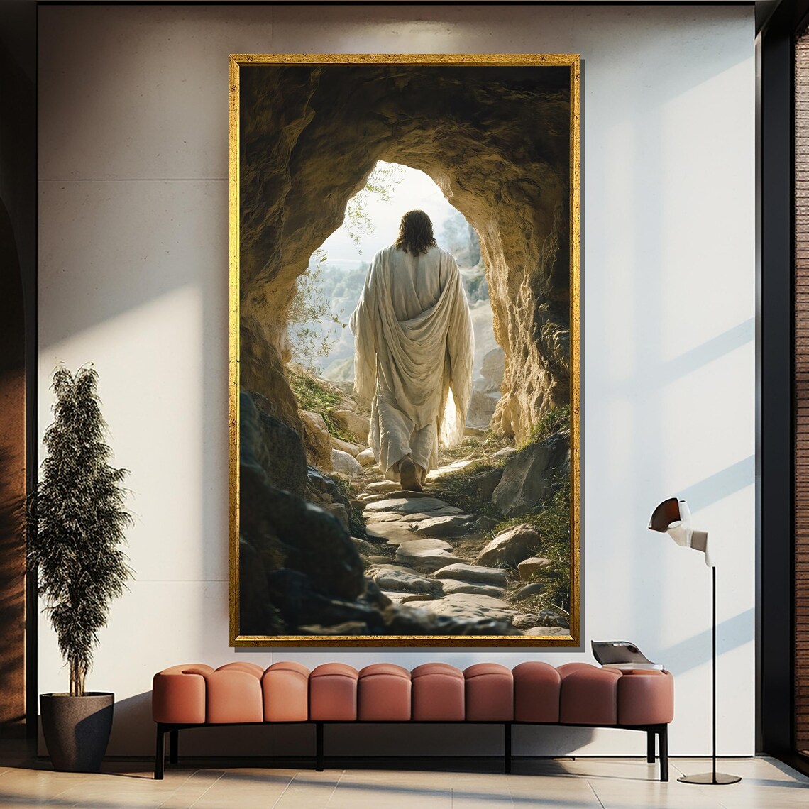 Christ Resurrection Emerging from the Tomb Christian Art Poster