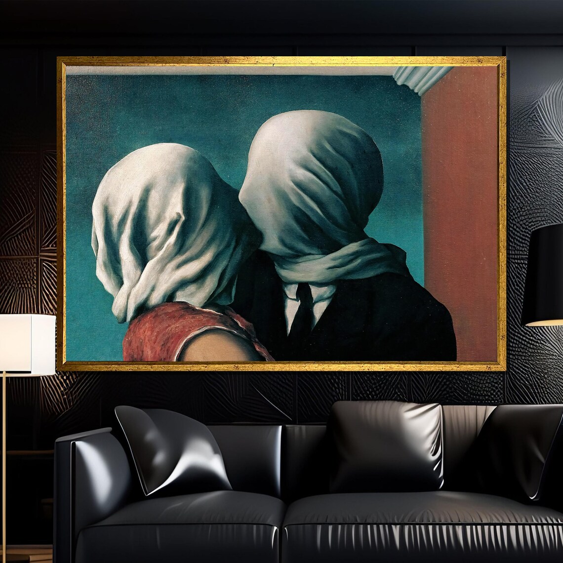 Rene Magritte The Lovers II Surrealist Veiled Couple Art Poster
