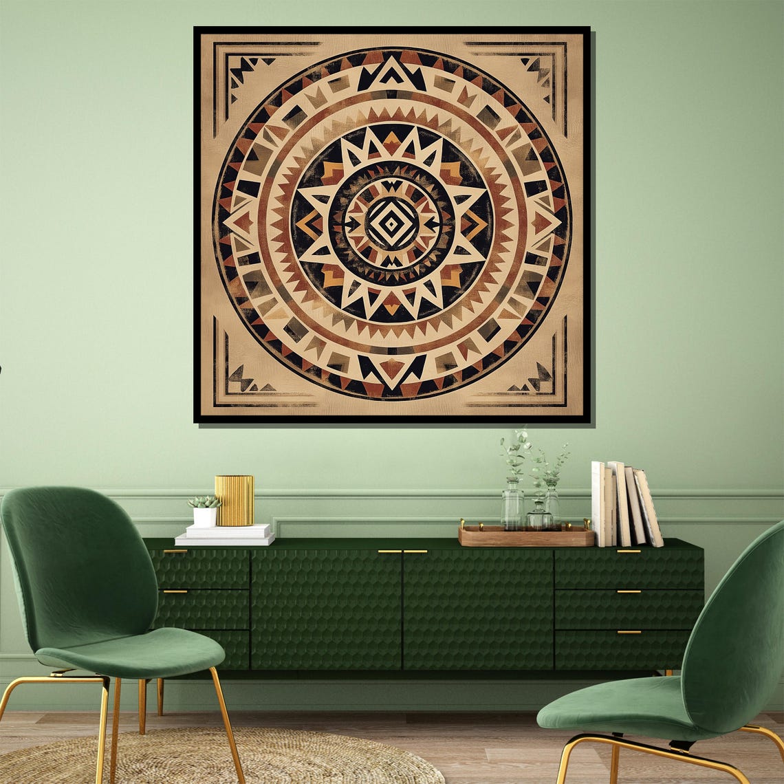 Tribal Mandala With Concentric Rings in Warm Earth Tone Style Poster - Image 4