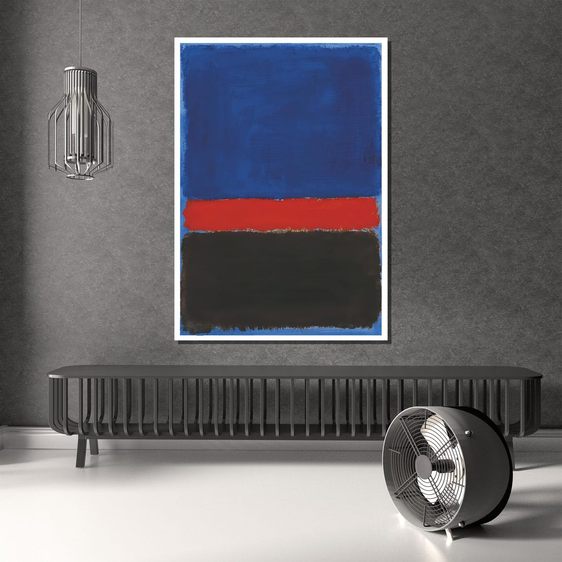Royal Blue With Red Stripe and Black Bold Abstract Art Poster - Image 4