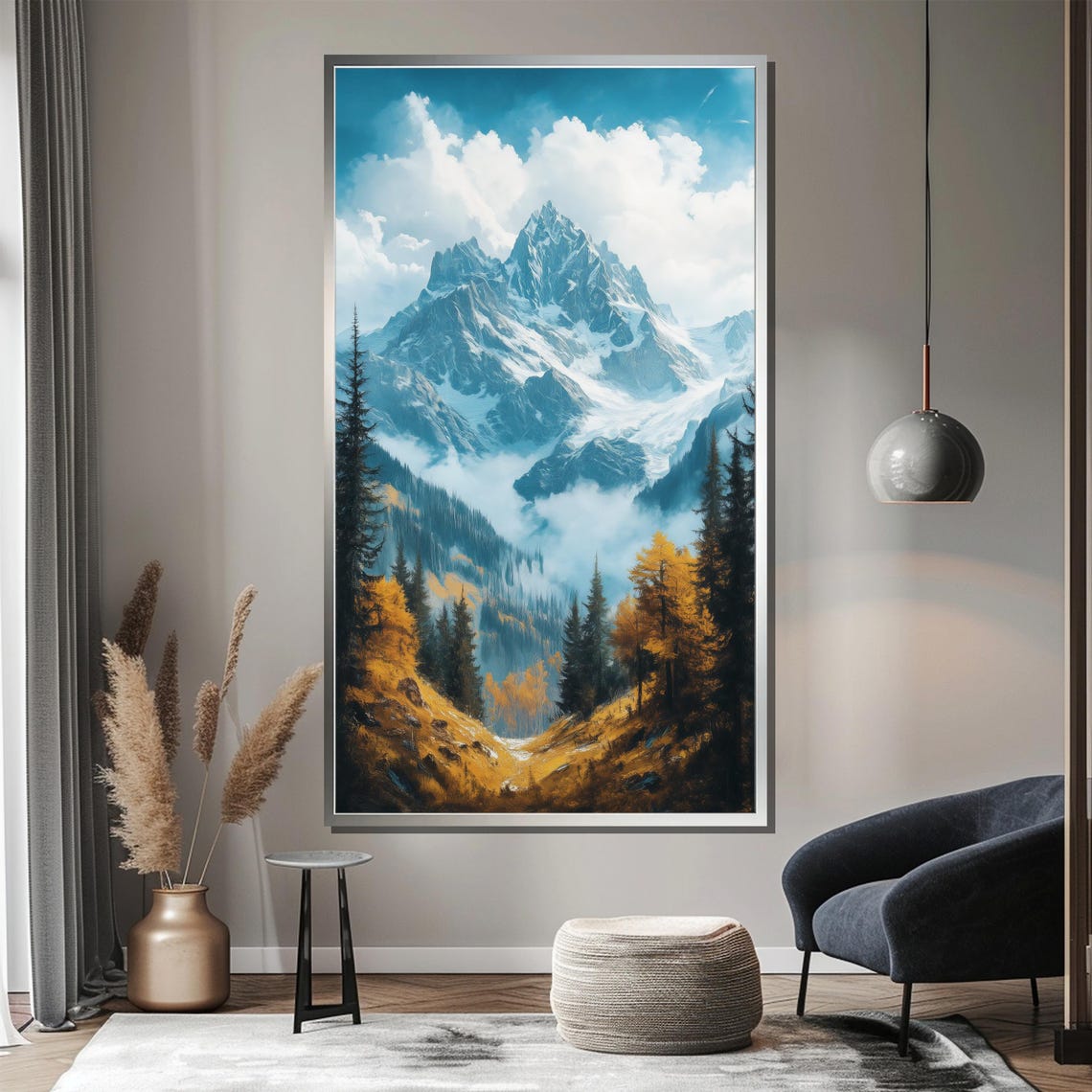 Majestic Mountain Landscape Painting Stunning Wall Art Gift For Living Room Or Bright Modern Interior Spaces - Image 3
