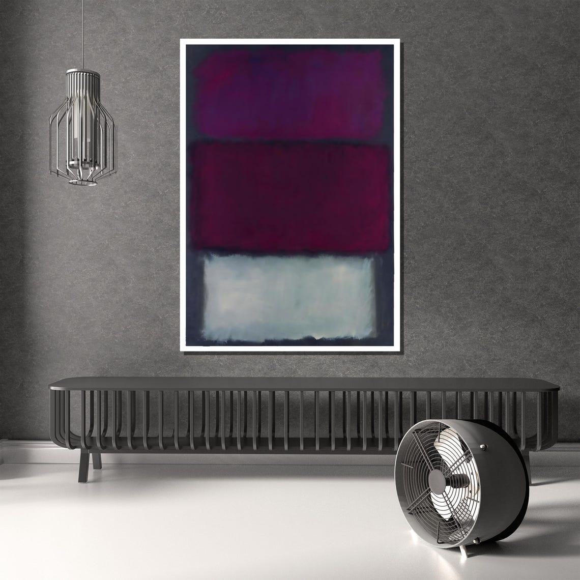 Deep Purple and White Minimalist Abstract Color Field Poster - Image 4