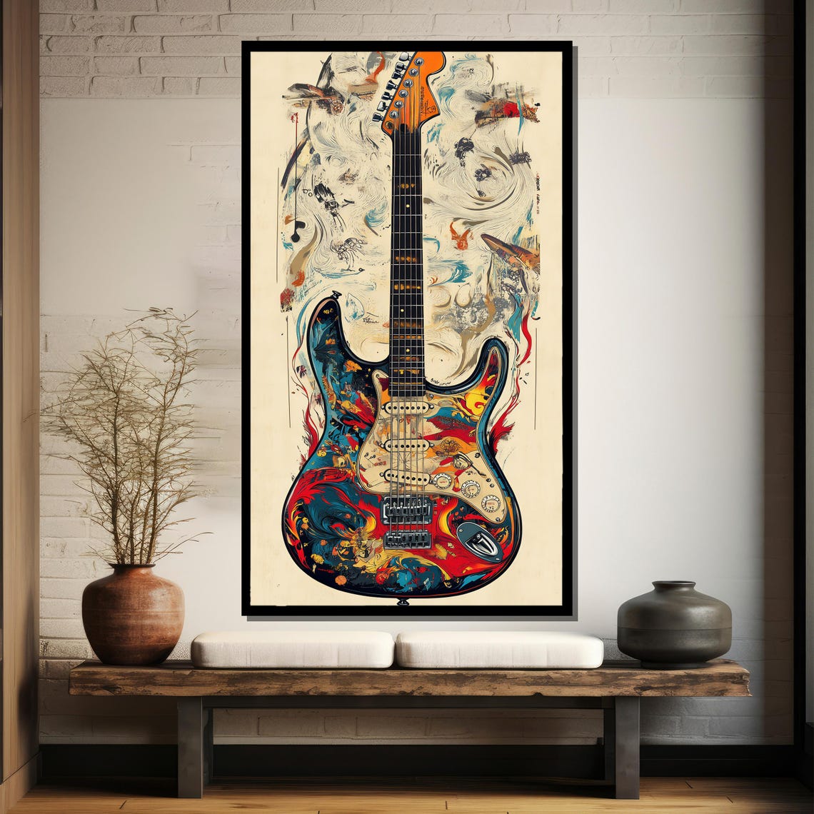 Psychedelic Electric Guitar Painting in Vibrant Colors Poster - Image 4