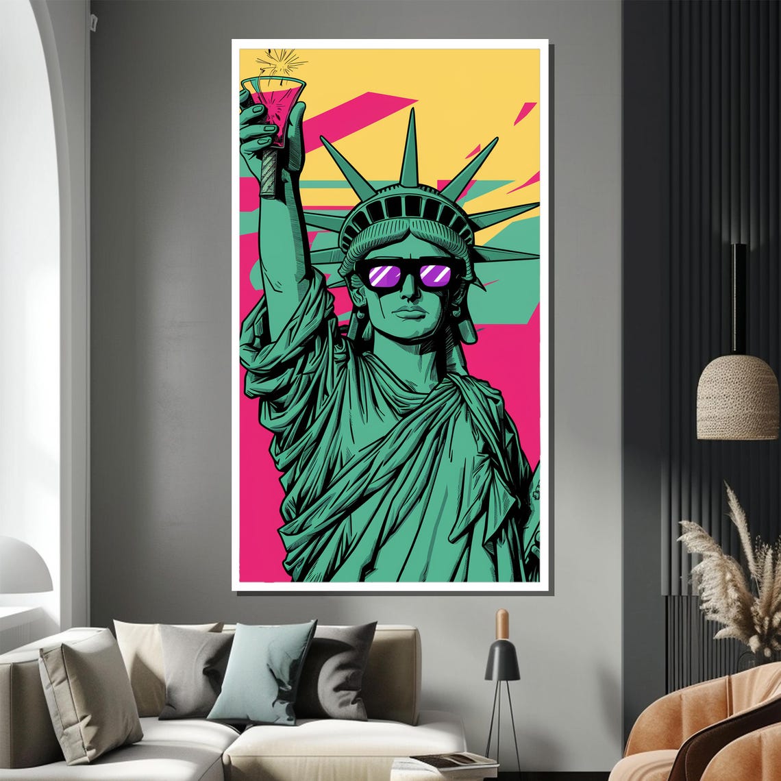 Pop Art Statue Of Liberty In Sunglasses With A Cocktail Poster - Image 2