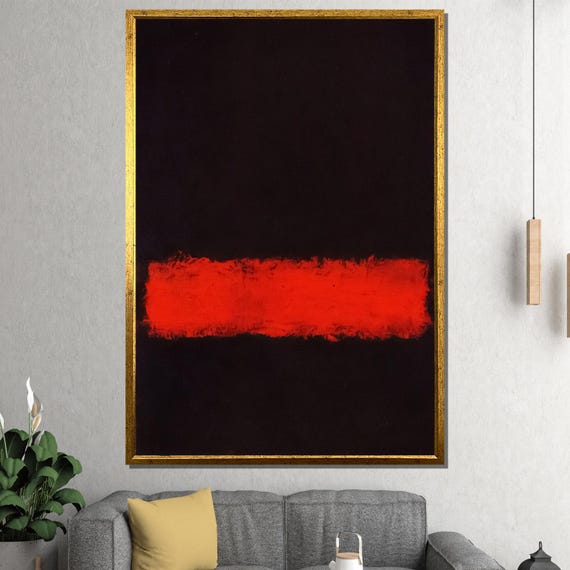 Mark Rothko Painting Bold Abstract Wall Art Black And Red Color Block Large Modern Art Decor