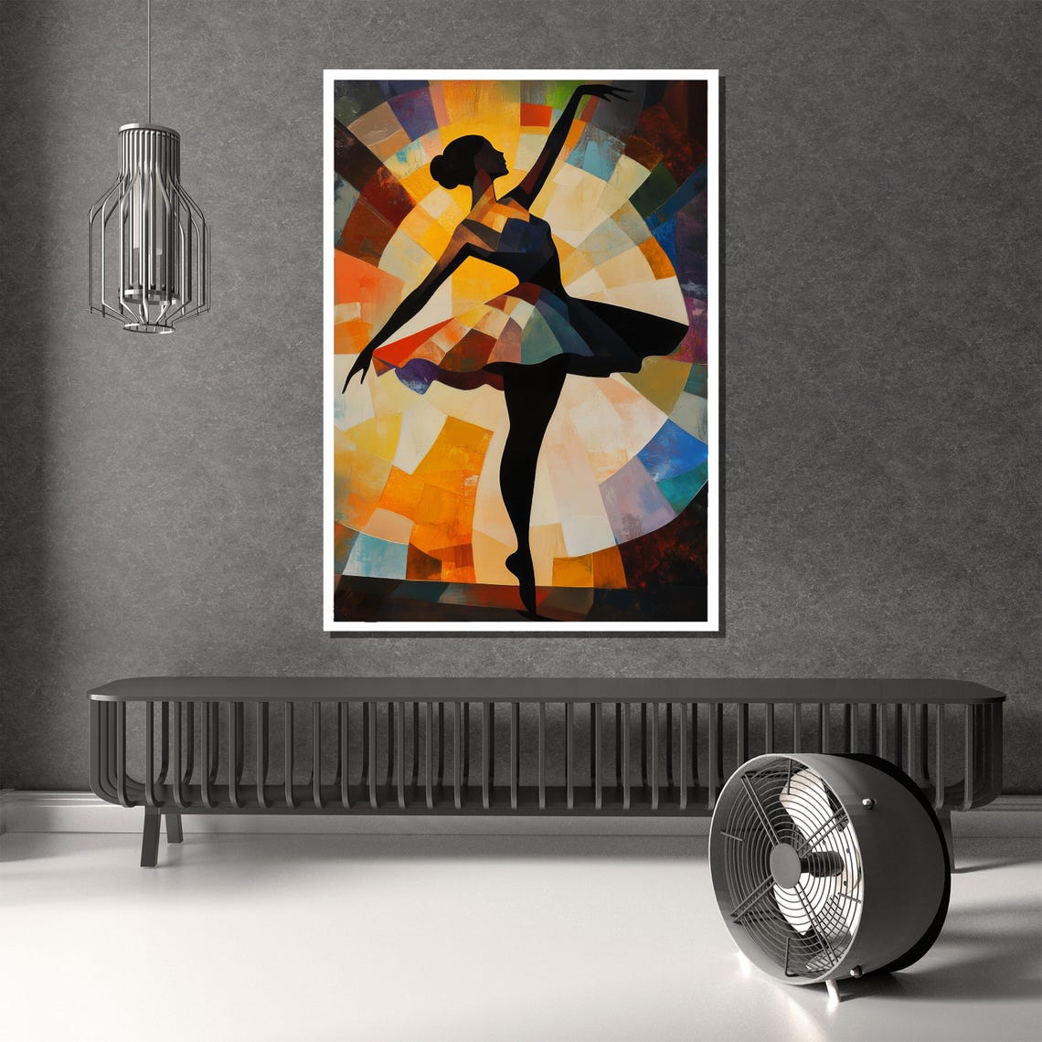 Mosaic Ballerina Dancer in Stained Glass Style Colorful Art Poster - Image 2