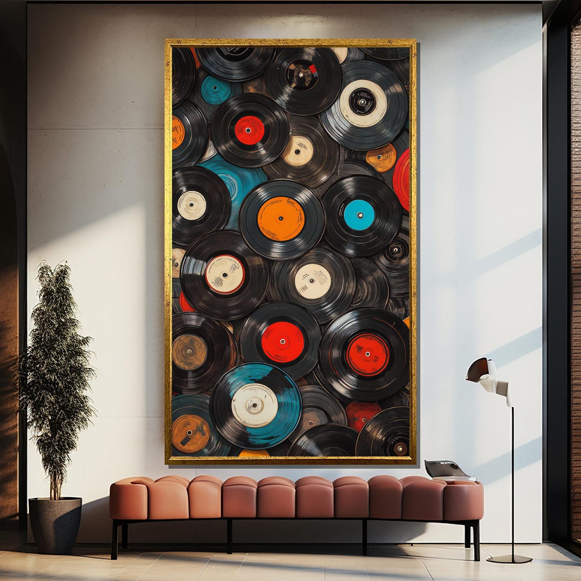 Colorful Vinyl Records Retro Music Collection Art Wall Poster