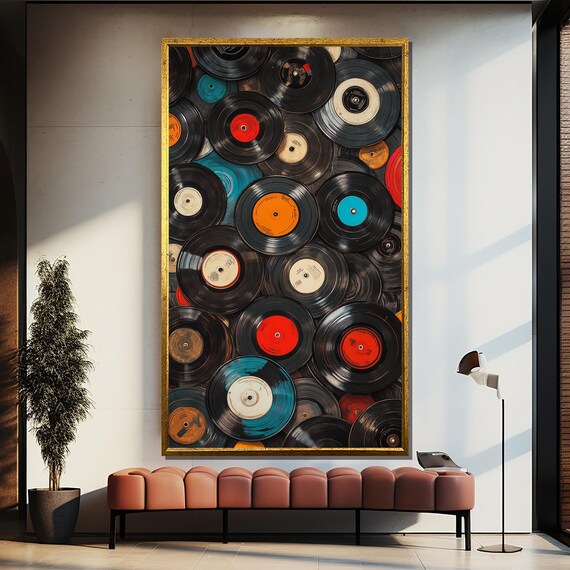 Colorful Vinyl Records Retro Music Collection Art Wall Poster