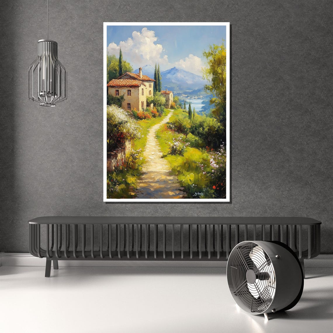 Italian Countryside Villa Cypress Trees and Garden Path Poster - Image 2
