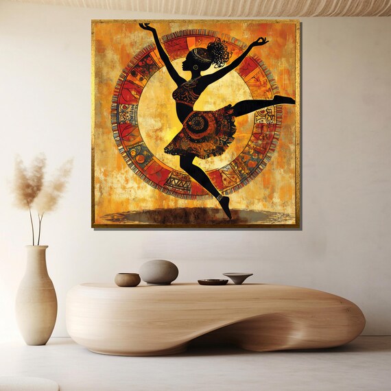 African Dancer Painting Ethnic Wall Art Gift For Culture Lovers And Unique Modern Home Decor