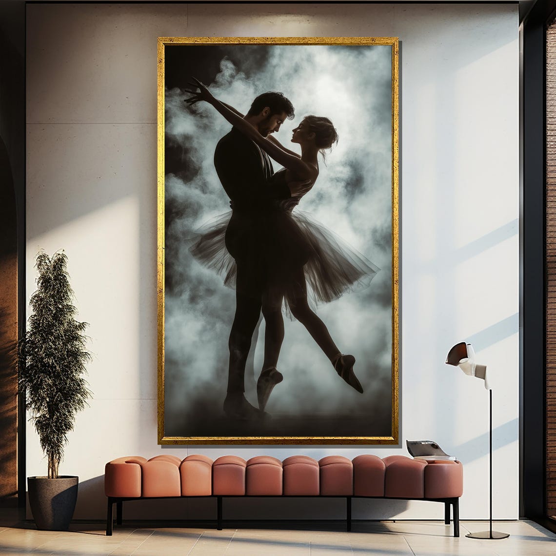 Romantic Ballet Couple Painting Elegant Dance Wall Art And Unique Gift For Ballet Enthusiasts