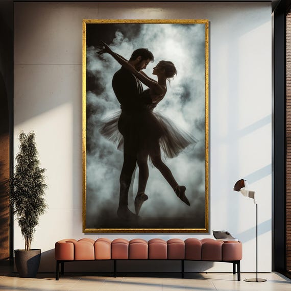 Romantic Ballet Couple Painting Elegant Dance Wall Art And Unique Gift For Ballet Enthusiasts