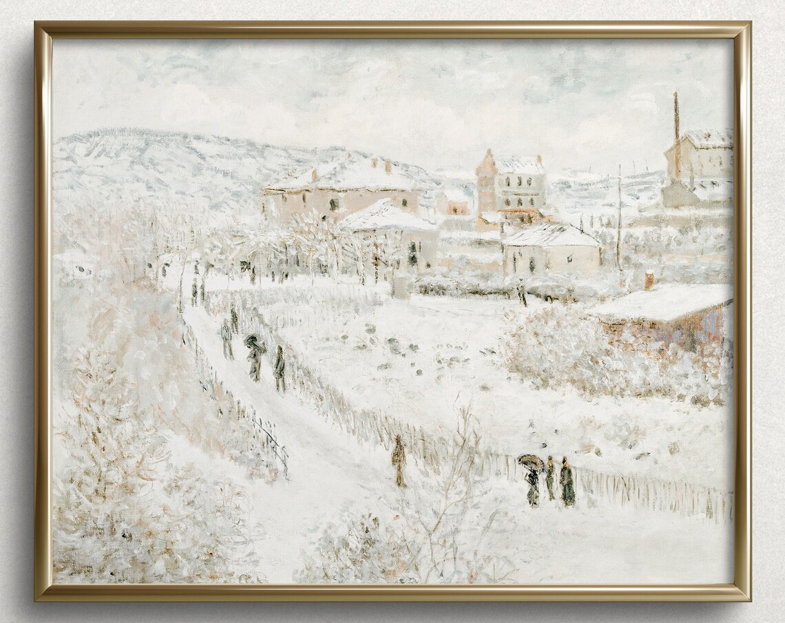 Claude Monet Winter Landscape, Vintage Art Print