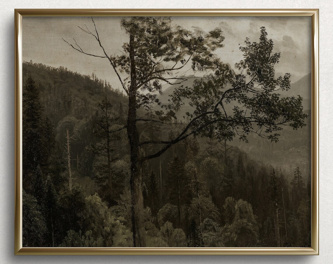Dark Forest Tree Moody Forest Painting Moody Art Moody Forest Painting L49