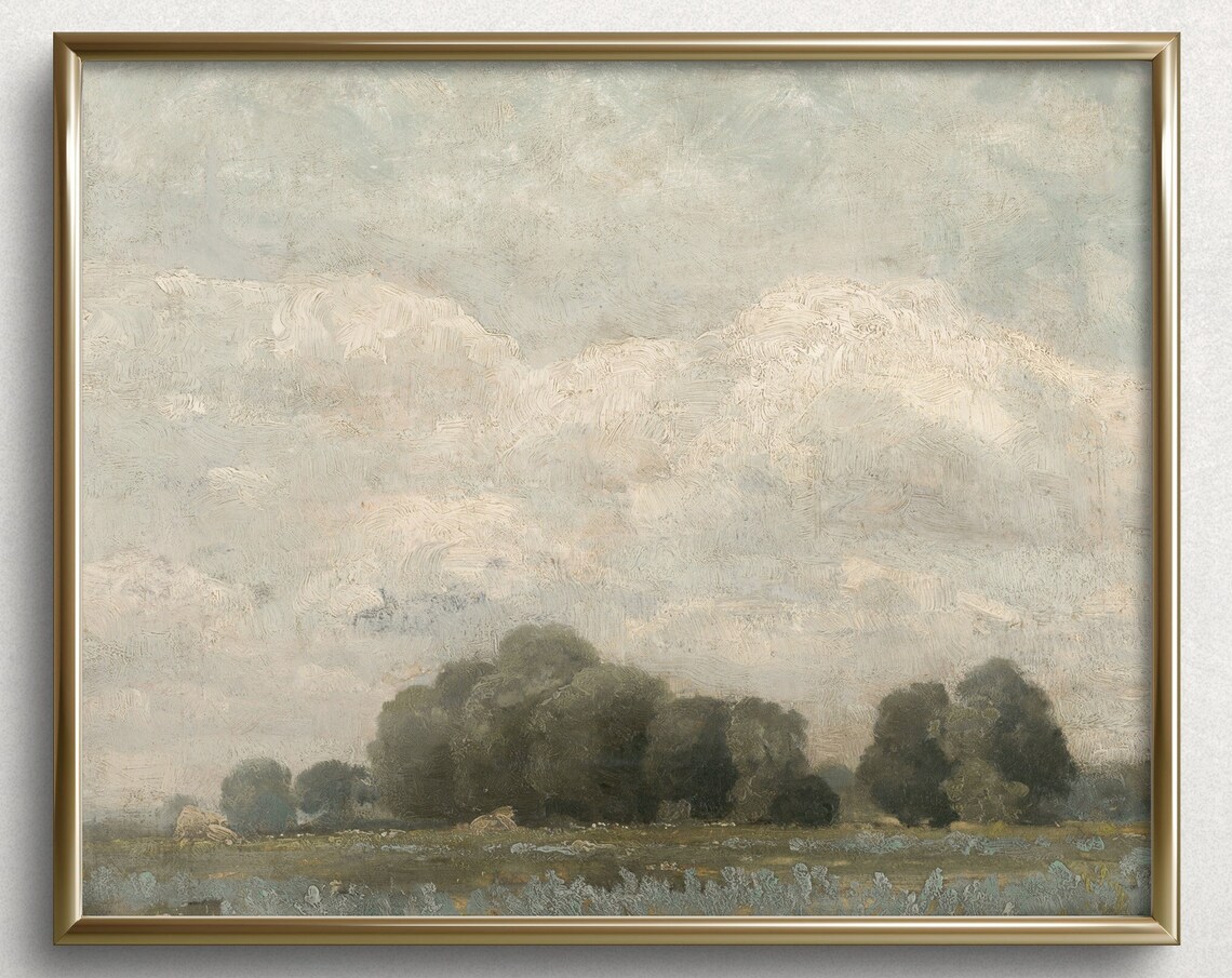 Soft Countryside Landscape, Vintage French Country Art Print